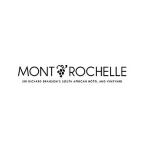 Mont Rochelle logo featuring wine grapes and text: Mont Rochelle, South African hotel